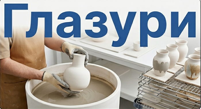 Ассортимент керамических глазурей различных цветов и текстур