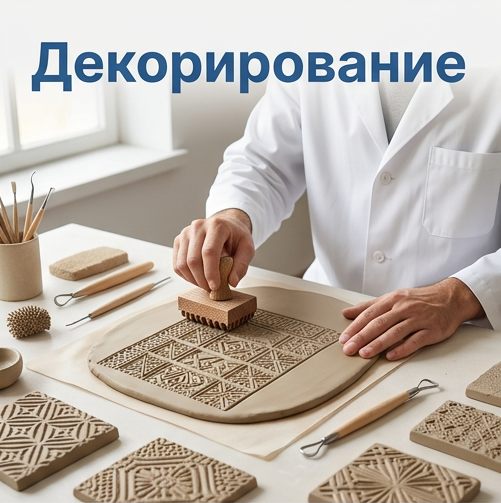 Процесс подглазурной росписи керамического изделия кистью и пигментами в мастерской
